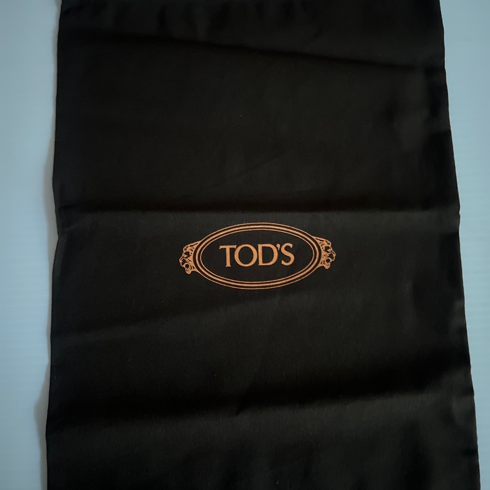 TOD'S Dark Brown Cotton Dust Bag Dust Cover Shoes Handbag Orange Logo  10" x 15"
